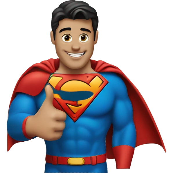 superman thumbs up WITH LETTER M ON CHEST emoji