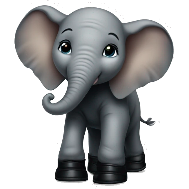 The baby elephant is wearing black boots emoji