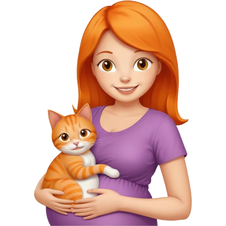 pregnant woman with orange cat emoji
