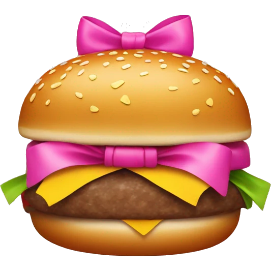 Hamburger with a pink bow emoji