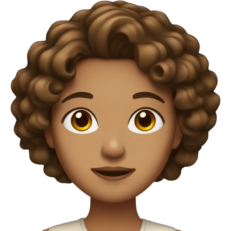 a woman with wavy hair and brown eyes emoji