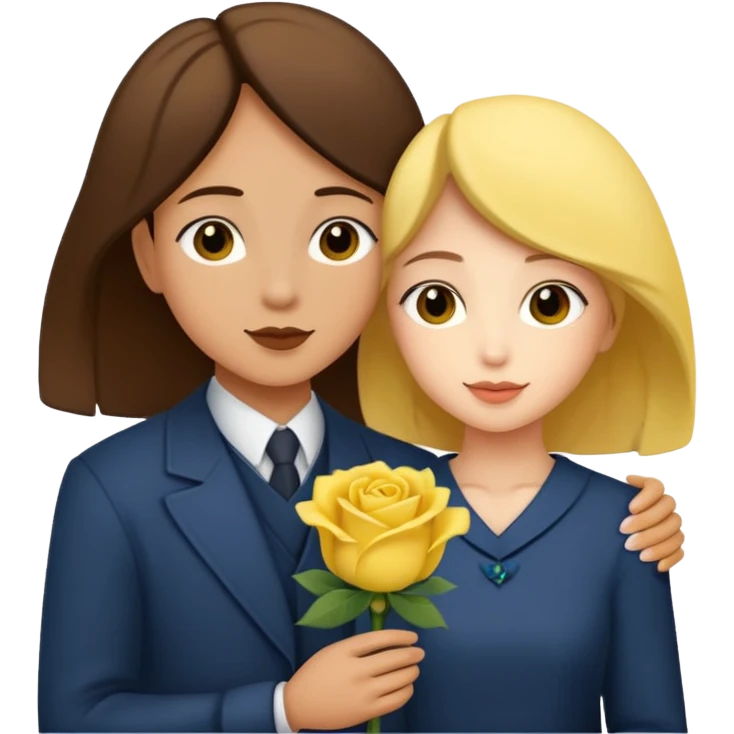 Mimi and niko holding yellow rose emoji