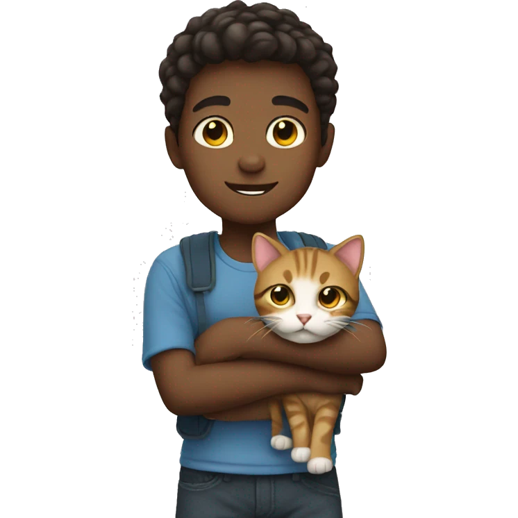 Boy with cat emoji