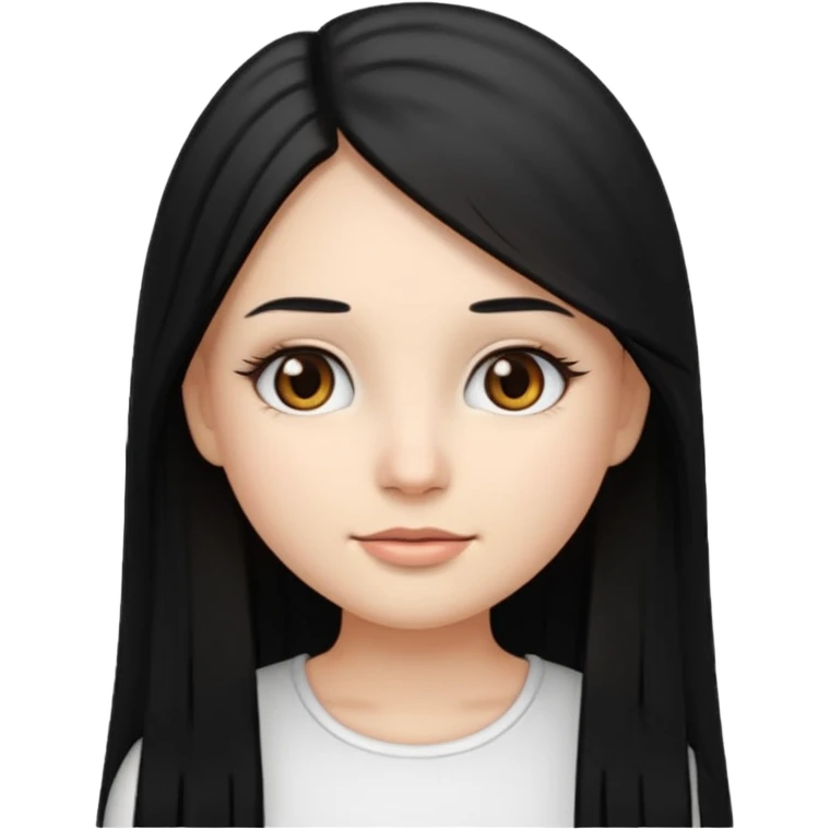 make a girl emoji with straight long black hair and blonde highlights and brown eyes with pretty eyelashes wearing a white top emoji