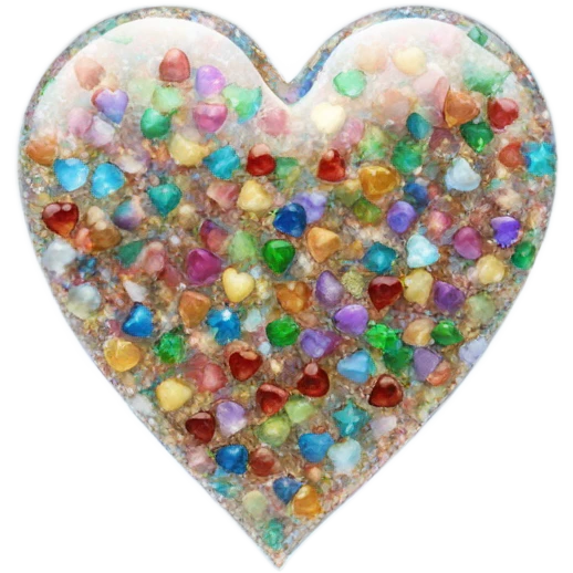 A transparent glass, colorful sparkle heart emoji