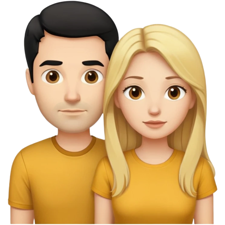 husband is heating her wife ￼ husband with black hair and mustard and bristle. wife with long golden blonde hair￼ emoji