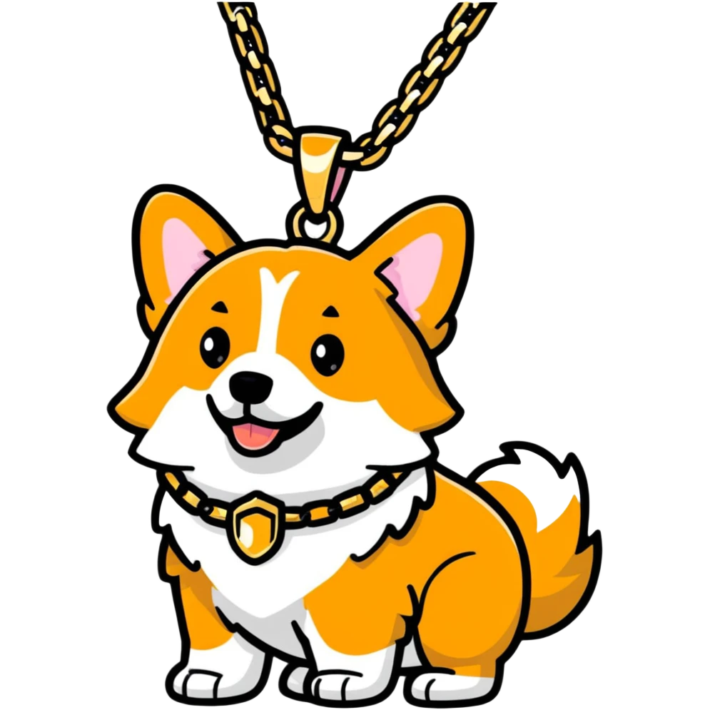 corgi wearing a gold chain emoji