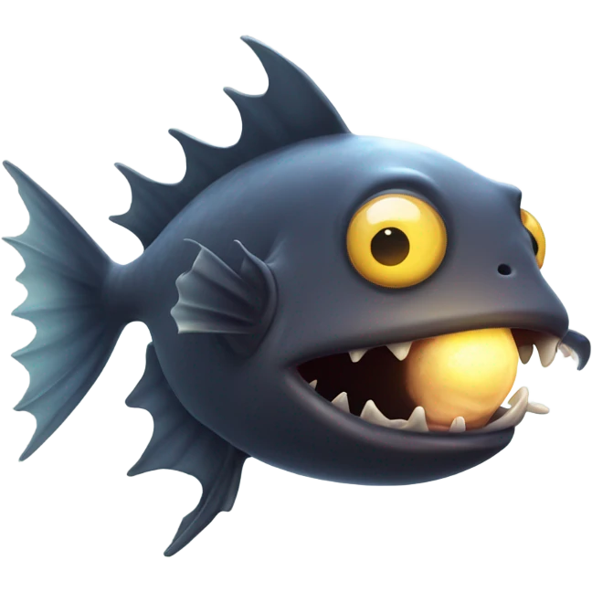 Anglerfish with glowing lure, sharp teeth, and big eyes. emoji