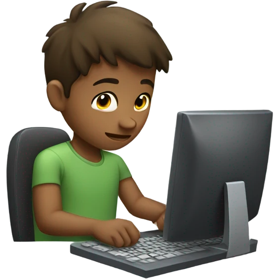A BOY CODING BEFORE A COMP emoji