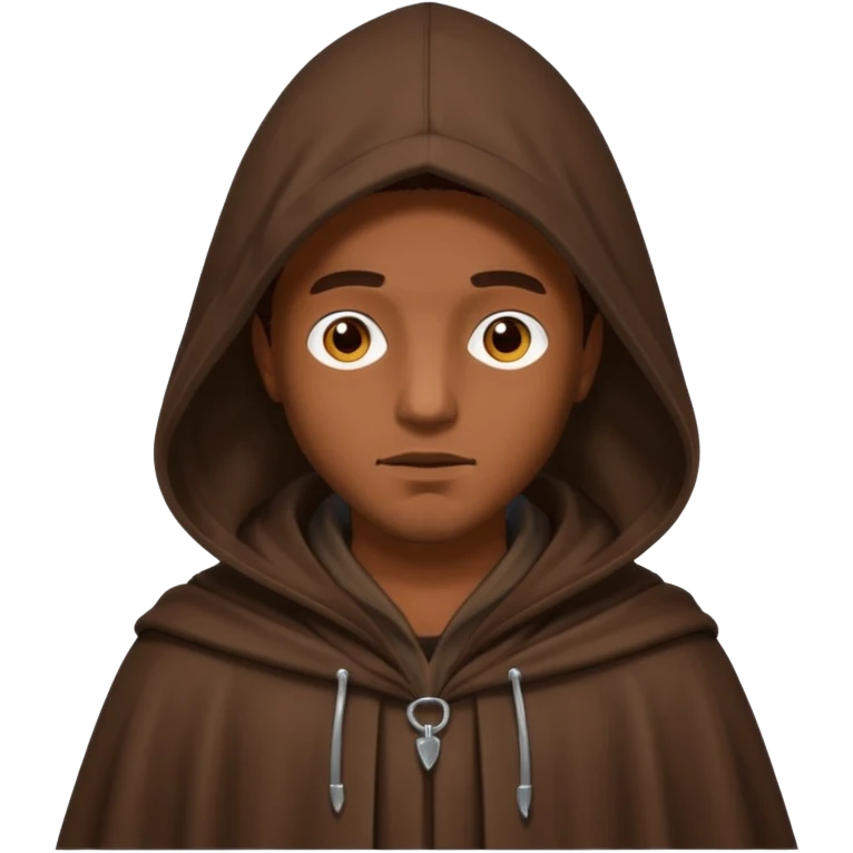 mysterious man in a brownhood emoji