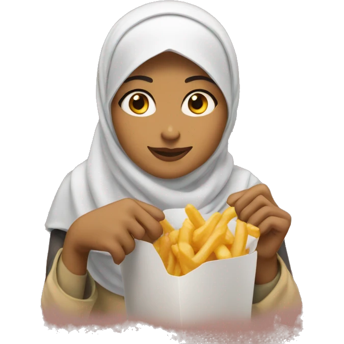 hijabi girl eating mcdonalds fries  emoji