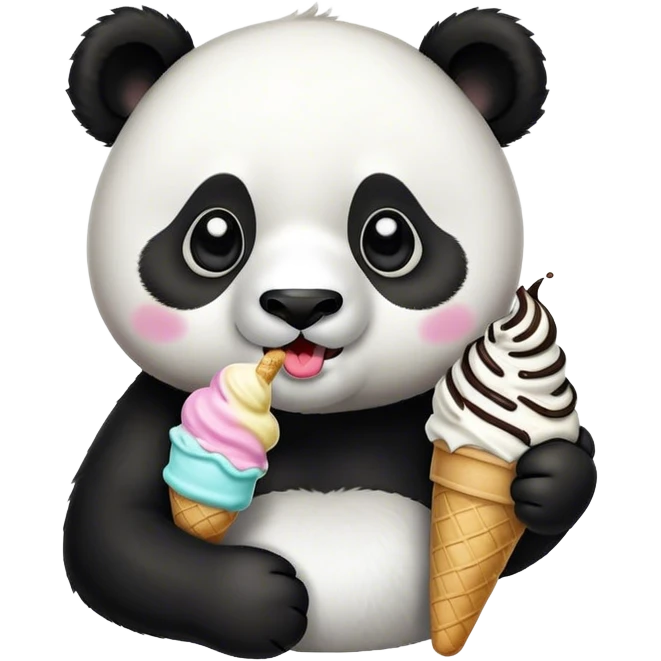 Panda eating ice cream emoji