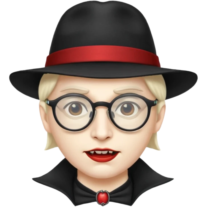 
vampire with hat and glasses emoji