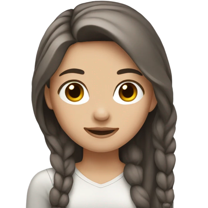 Girl with brown hair with dark gray highlights, fair skin and long hair emoji
