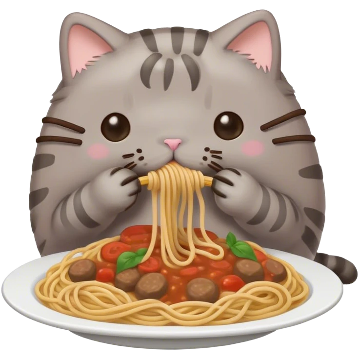 Pusheen eating spaghetti  emoji