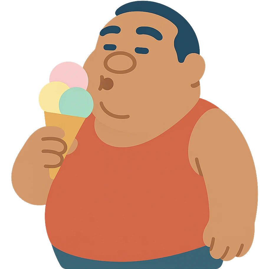fat man with ice cream, inspired by Lilo and Stitch emoji