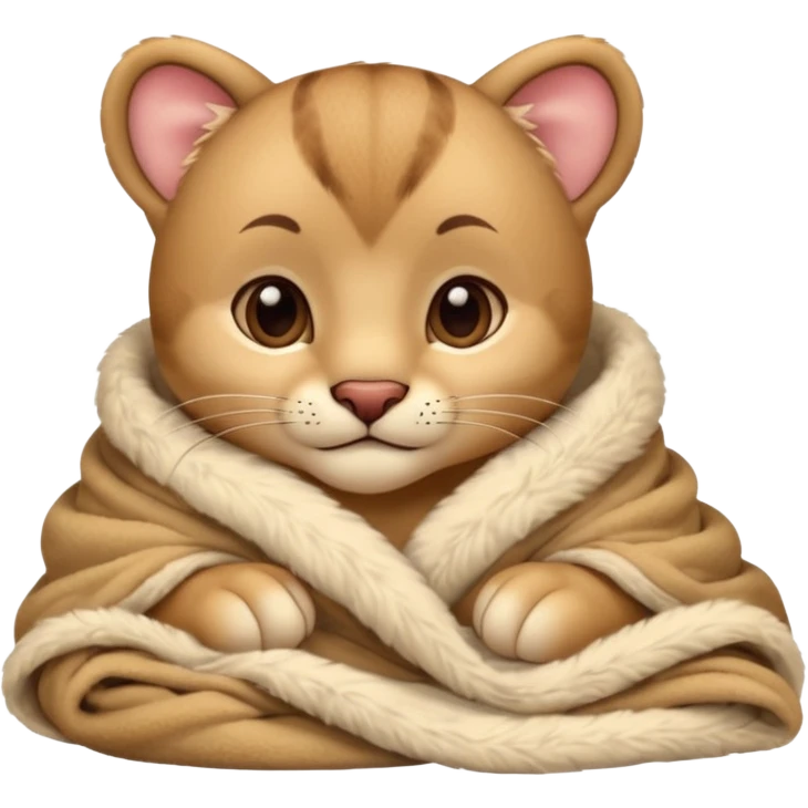 Cozy cougar cub in blanket emoji