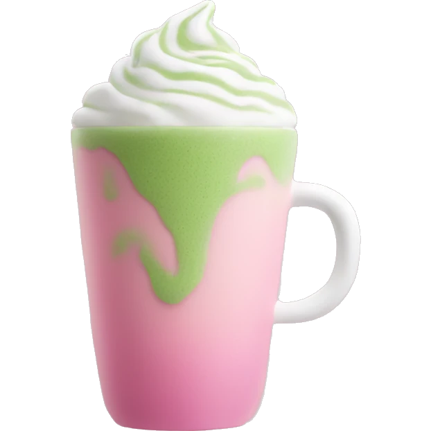 Pink matcha latte with foam emoji