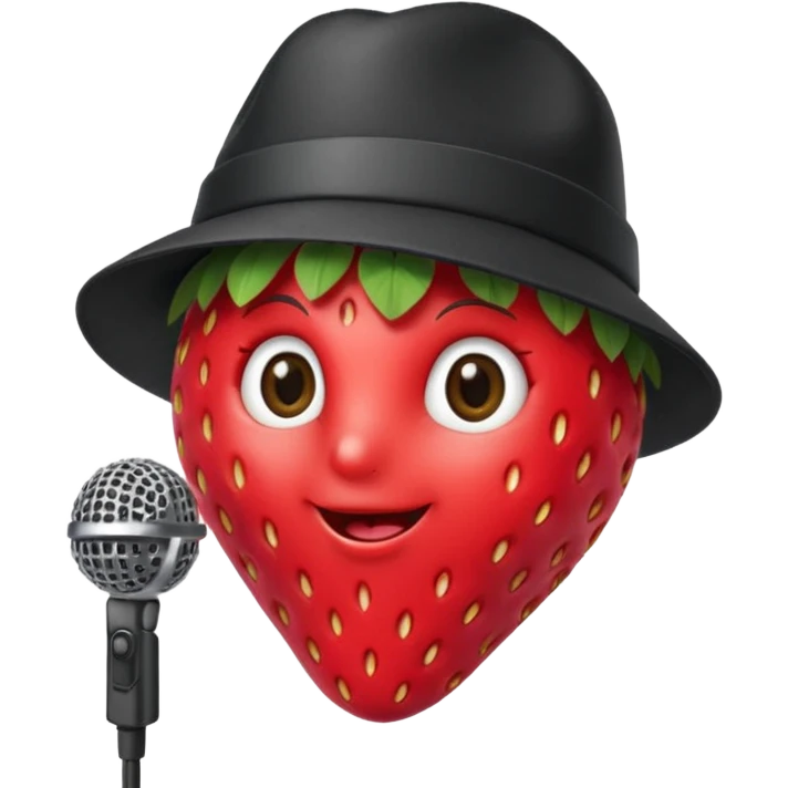 strawberry be hand the mic with hat emoji