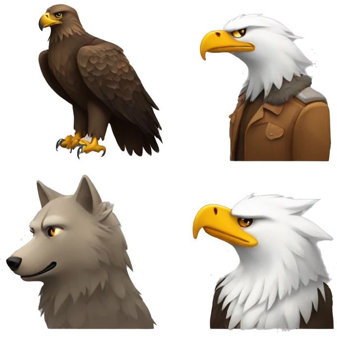 Eagle with wolf friends emoji