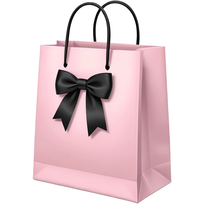 Light pink shopping gift bag with black bow emoji