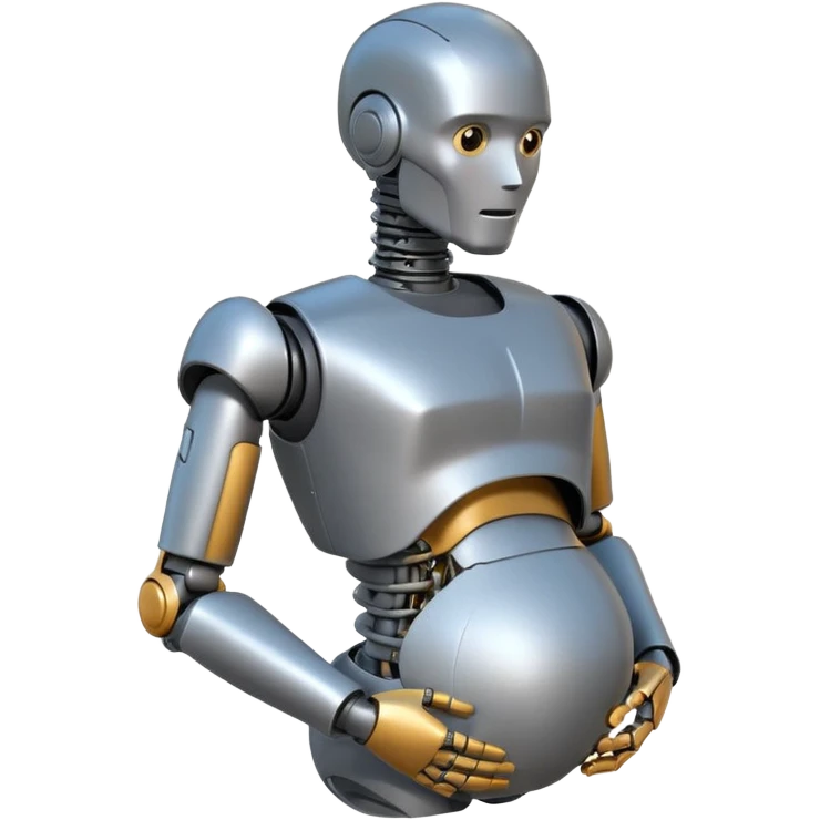 Pregnant male robot emoji. Profile view. Facing left. Square head. 2d. Animated style- not CGI. emoji