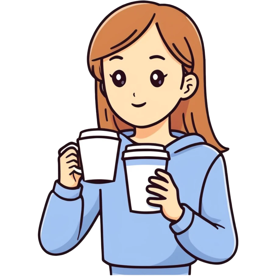 Girl holding coffee cup emoji