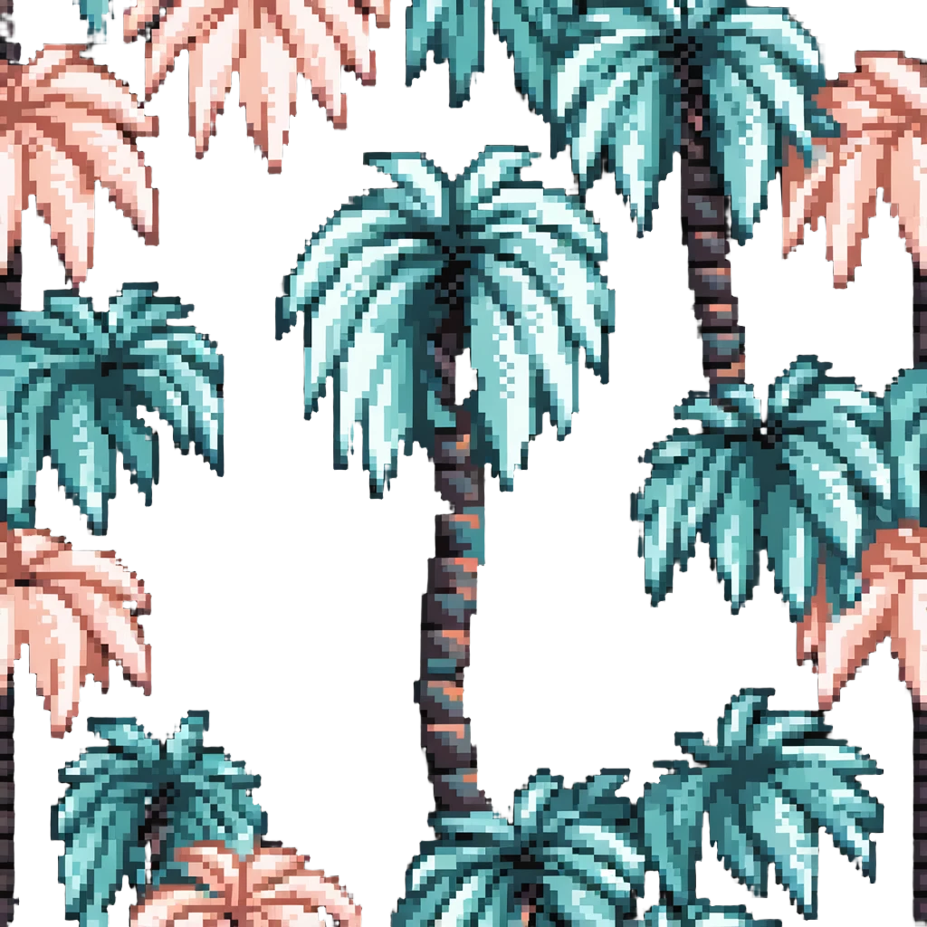 palm tree with pastel teal trunk and pastel peach leaves emoji