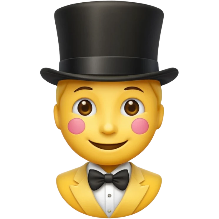Smiling Emoji wearing top hat emoji