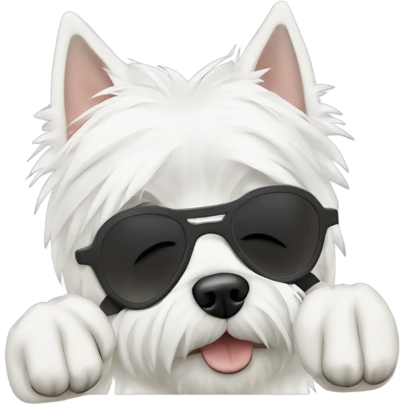 west highland terrier covering eyes with paws emoji