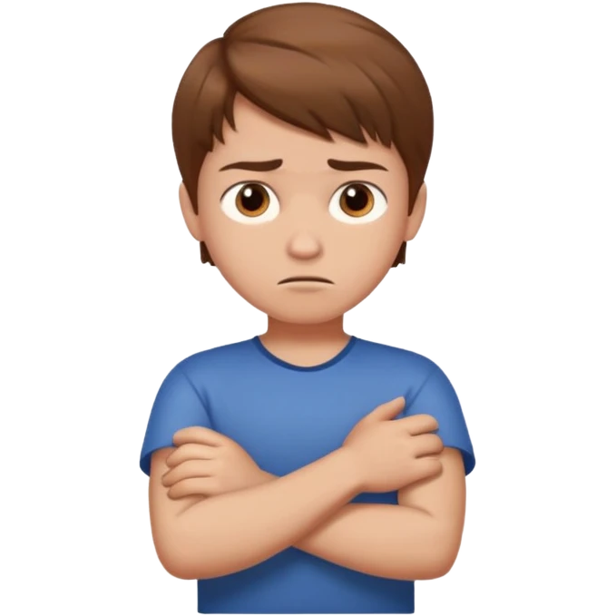 boy with crossed arms and a displeased face emoji