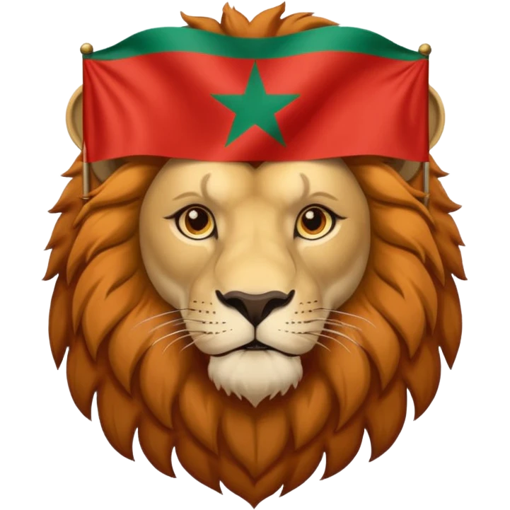 A atlas lion holding a morocco flag emoji