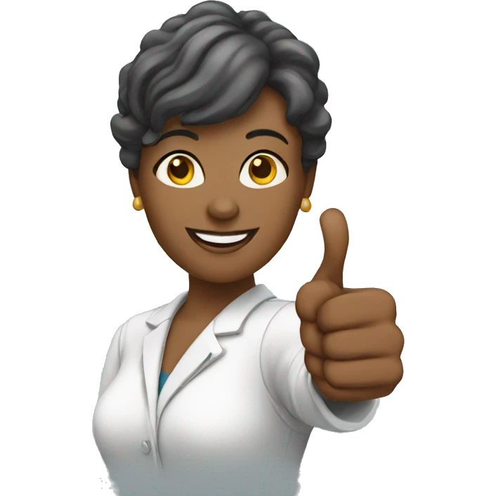 teacher white woman shows thumbs up emoji