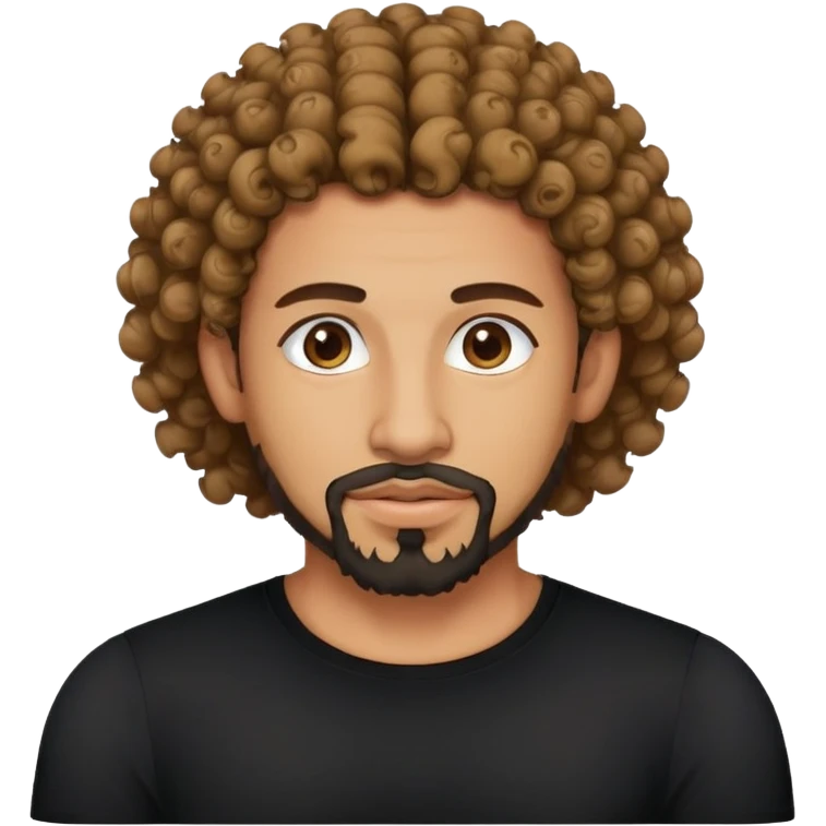 Egyptian tech bro with curly hair and goatee on chin. And black shirt with no color on it. emoji