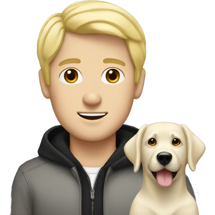 white blonde man with black lab emoji