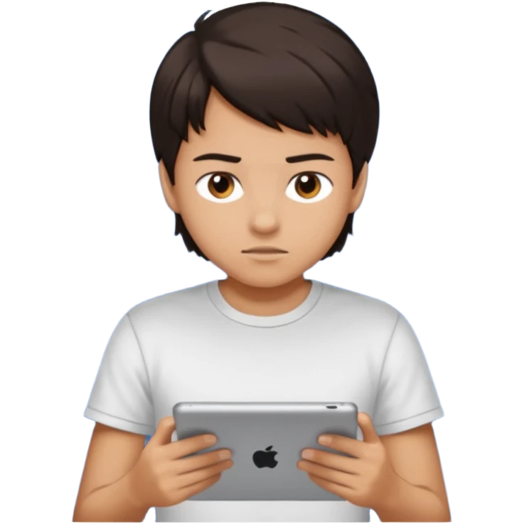 Teen gaming on tablet emoji