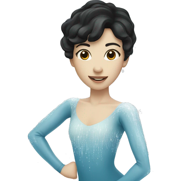 ice skater with black hair and pale skin skating trough the ice emoji
