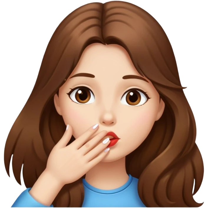 Girl with brown long hair sending a kiss emoji