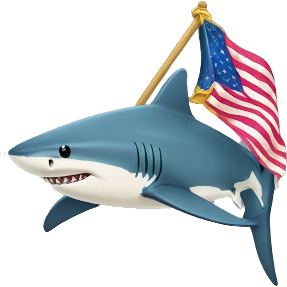 Shark yellow holding trans flag emoji