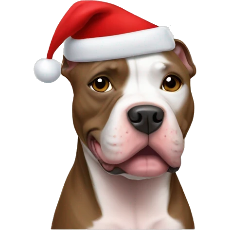 pitbull wearing santa hat emoji