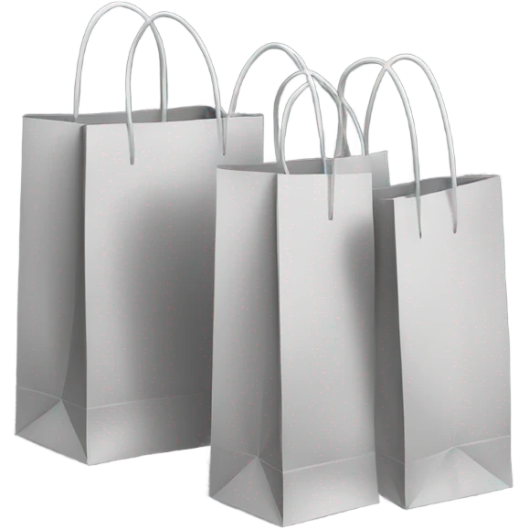 three aesthetic grey shopping bags emoji