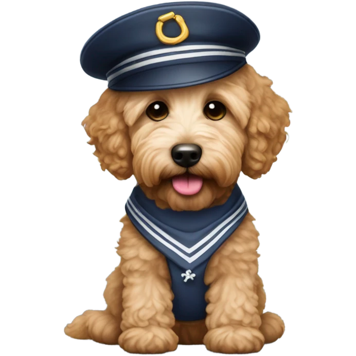 Apricot mini goldendoodle with sailor hat  emoji