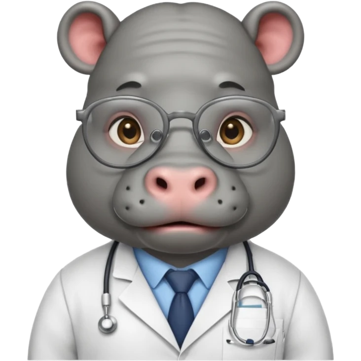 Hippo doctor, glasses, uniform emoji