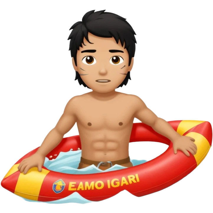 Lifeguard Native American Teenager with messy hair rescuing someone emoji
