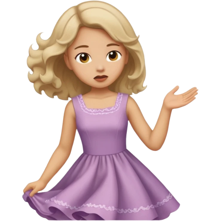 I want a emoji where a girls frock is blow away emoji
