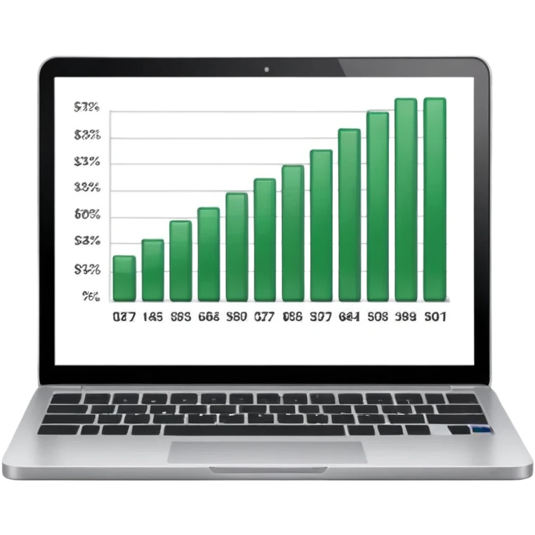 apple style emoji of a laptop with a bar chart in Excel visible on screen emoji