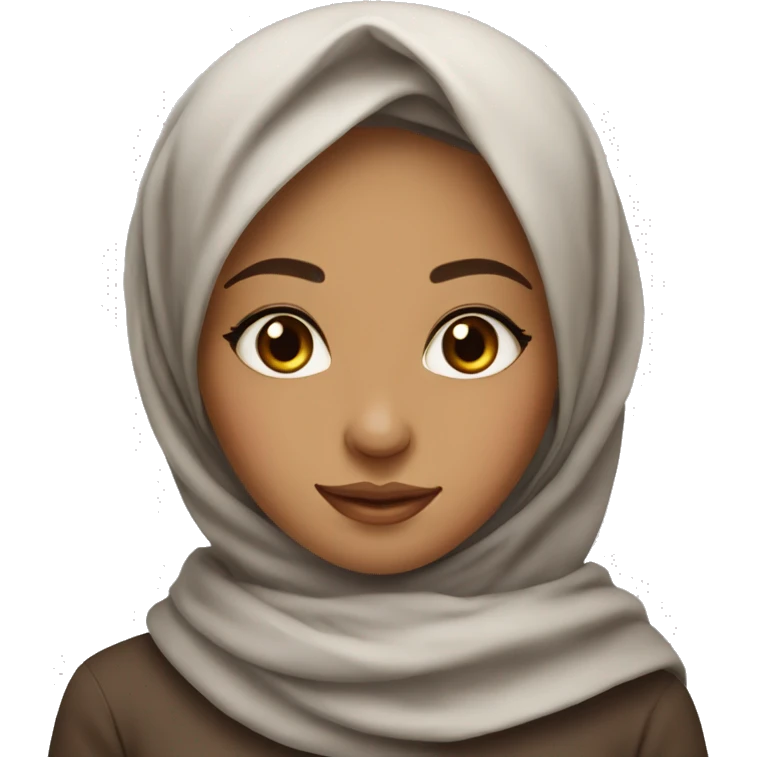 beautiful Muslim girl with a draped scarf and curling edges with brown eyes  emoji