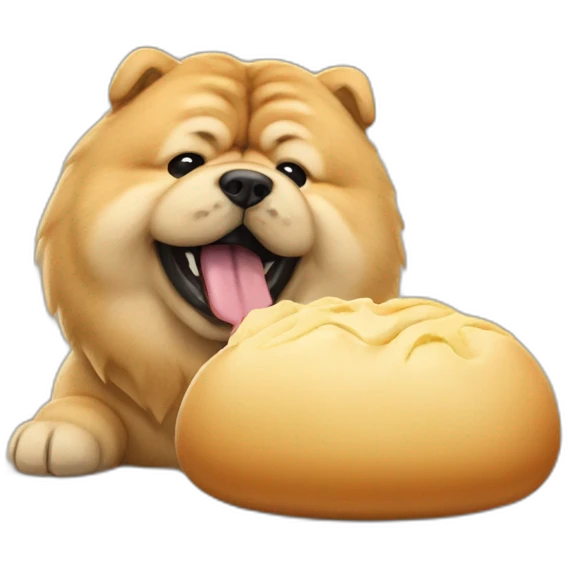 Chow Chow dog eating bao emoji