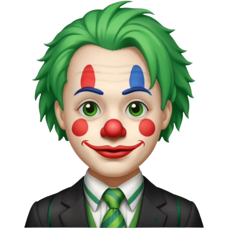 Clown with striped tie, green hair emoji