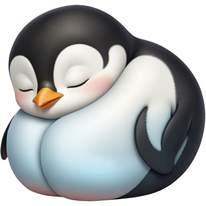 Meme-Worthy cute Sleeping Baby Penguin Portrait Emoji, Head resting peacefully with a contented smile, showcasing luxuriously soft down and a serene, slumbering gaze, Simplified yet hilariously adorable features, highly detailed, glowing with a soft, drowsy polar light, high shine, relaxed and utterly lovable, stylized with an air of playful laziness, bright and heartwarming, soft glowing outline, capturing the essence of a sleeping baby penguin that feels destined to become the next viral icon of adorable rest! emoji